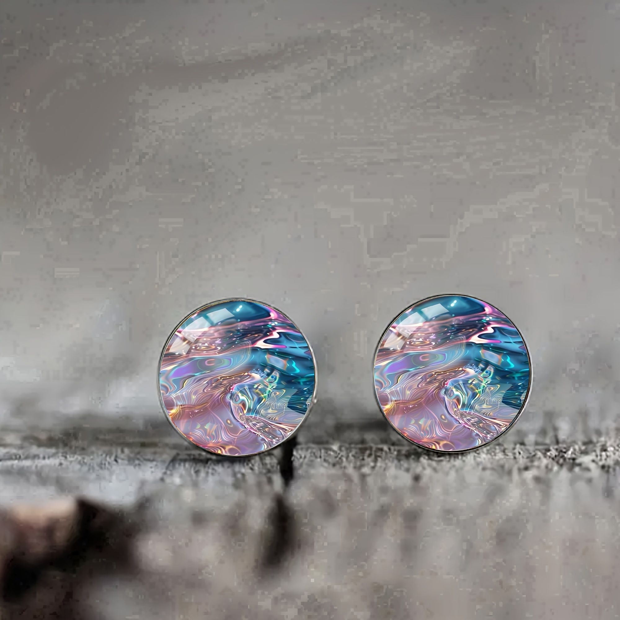 

1 Pair Of Dream Galaxy Stainless Steel Stud Earrings, Elegant And Sexy Men's And Women's Daily Banquet Wear Earrings