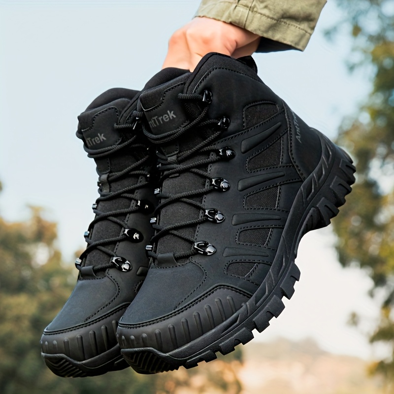 TEMU Men's Heavy-duty High-top Ankle-high Hiking Boots - Heavy-duty , Lace-up Closure, - Outdoor Boots For Camping, Hiking, Hiking Boots, Camping