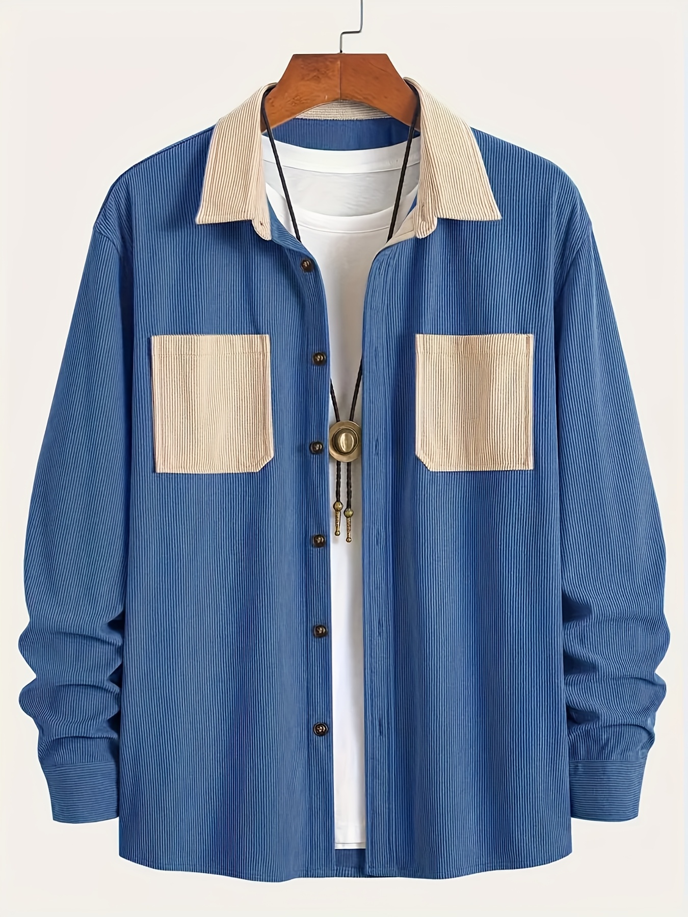 Men's Flannel Shirt - New Autumn/Winter Casual Style with Lapel and Contrast Button Design