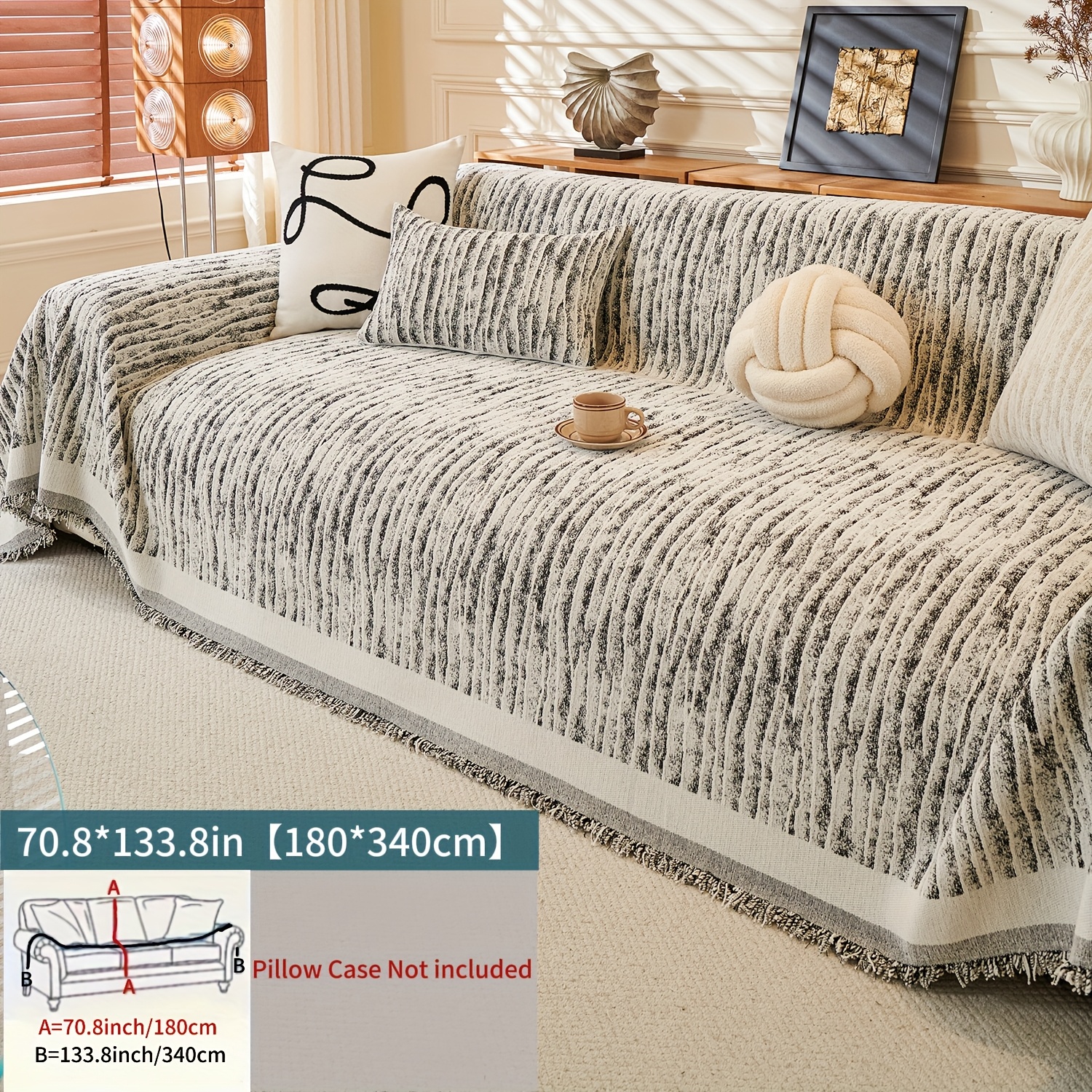 TEMU JIT1pz Copridivano Schneier con Nappe, Decorato con Linee Dettagliate, Copertura per Mobili, Copridivano a , agli Animali Domestici, Decorazione