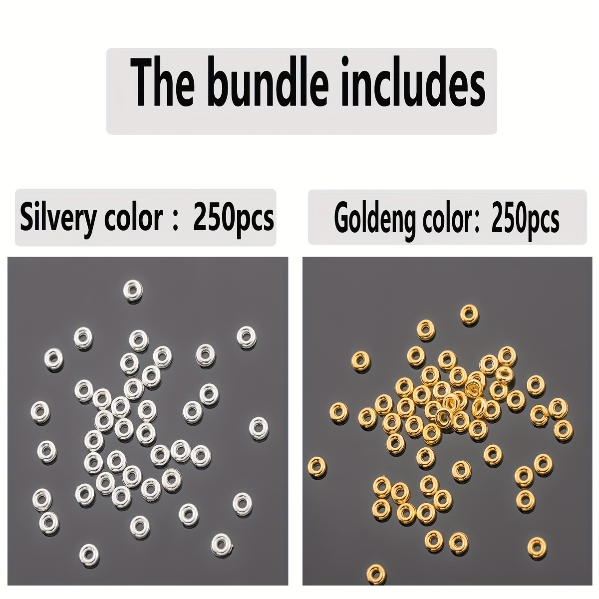 E-shop 500 Stk./250 Stk./3,5 mm Perlen und Perlen-Sortiment Mini Runde Scheibe Glänzende Spacer Perlen Geometrische Lose Intervall Perlen Einfache