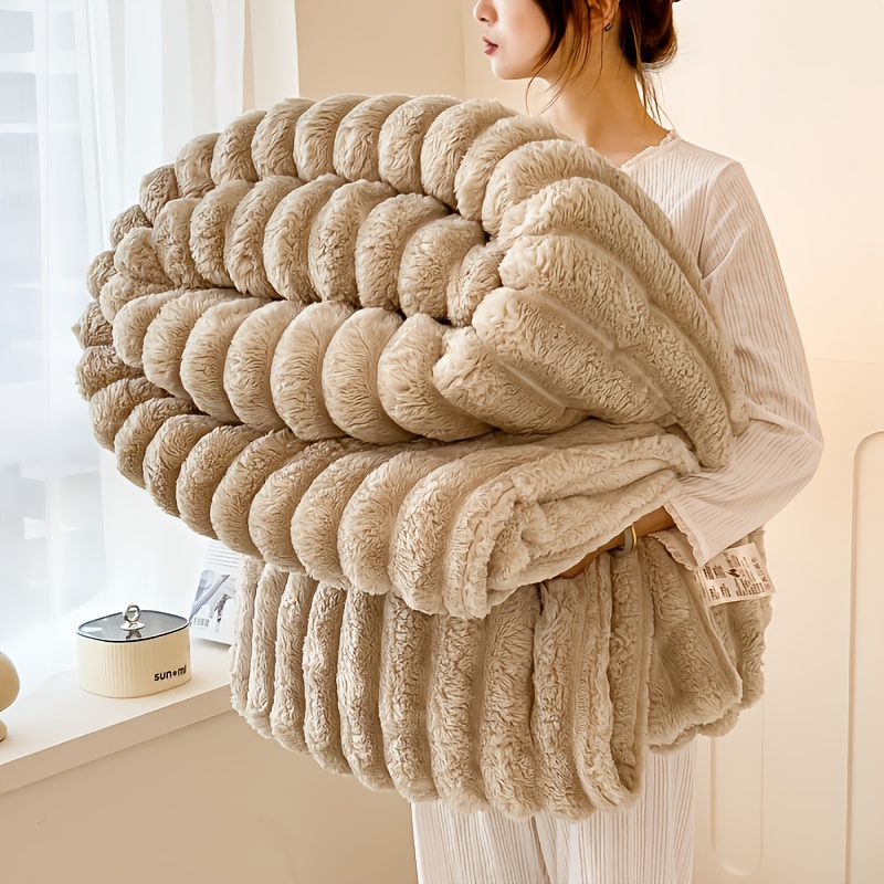 rabbit fur large cozy blanket