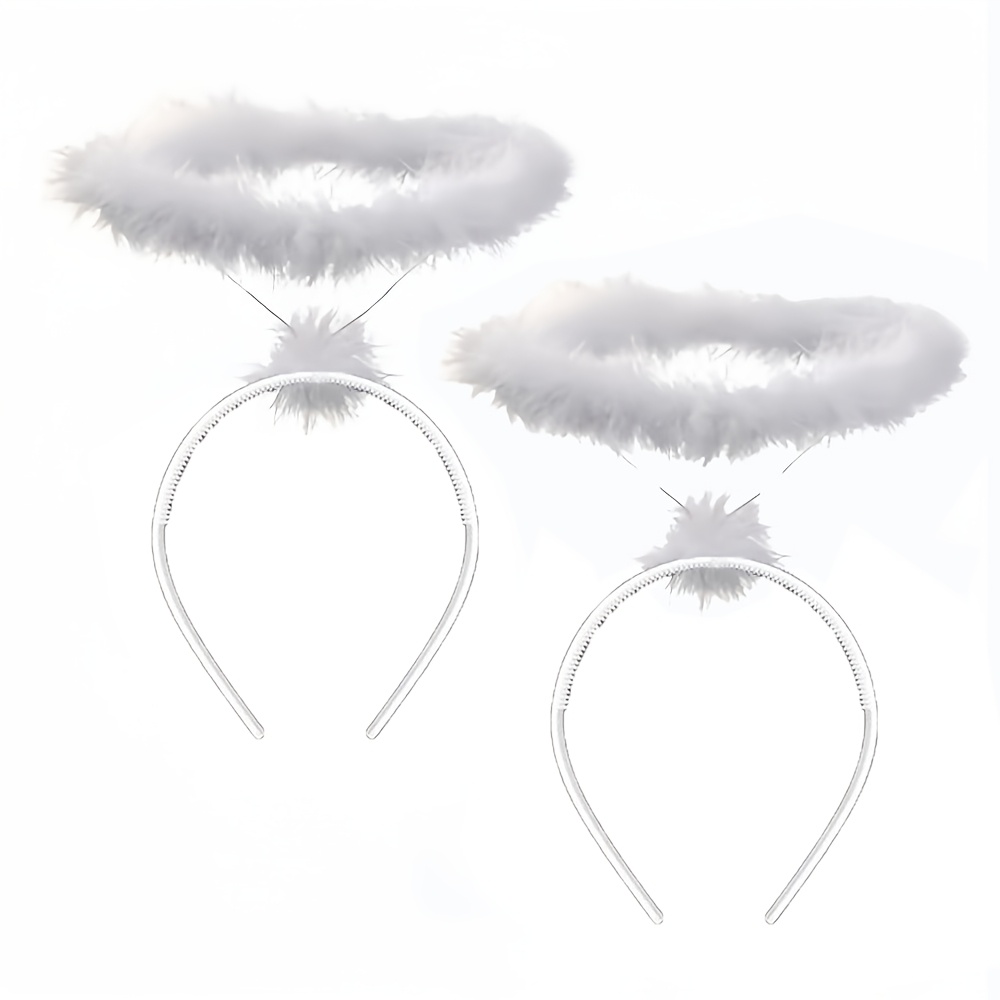 TEMU 2 Stück, schwarz-weißer Engelschein-Kopfband, rutschfester Kopfband, geeignet für Make-up-Partys Event-Kopfschmuck, Geburtstag, Weihnachten,
