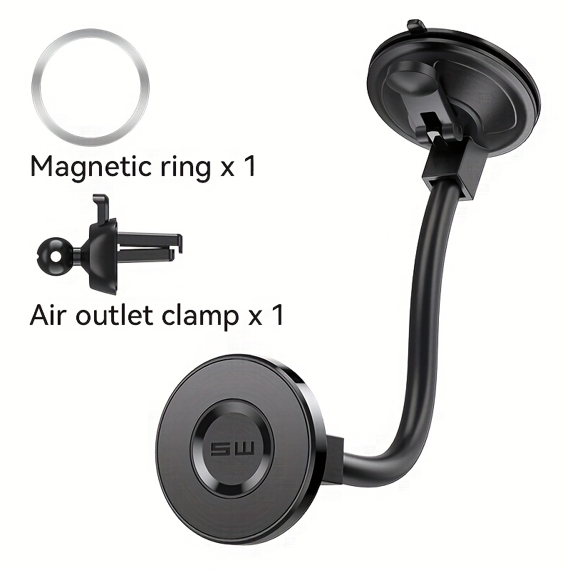 TEMU 2-in-1 Magnetic Car Phone Holder, 360 Degree Adjustable Phone Mount With Suction Cup And Air Vent Clip, Includes For Most Smartphones
