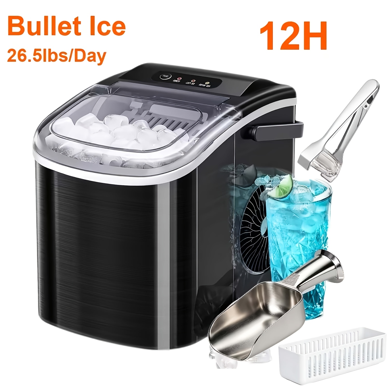 TEMU Or Ice Maker Countertop, Portable Ice Machine, Pebble Ice Machine With Chewable Pellet Ice, 26 Lbs/26.5 Lbs/35 Lbs Self-cleaning, Operation, For