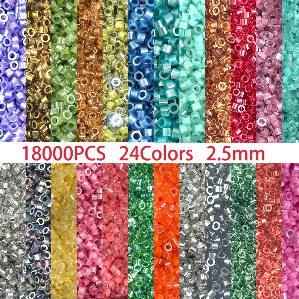 E-shop 24 Farben 18000 Stück Feine Glas Maschinenaufnäher Perlen, Handgemachte Glasperlen, Böhmischer Stil, Geeignet für Bastelliebhaber, Anfänger zum