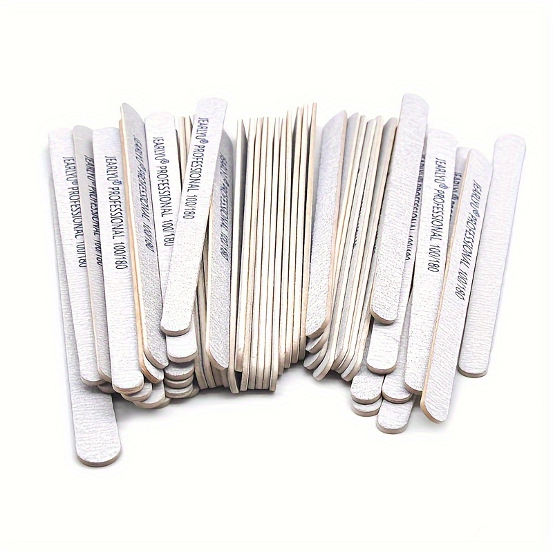 100pcs Professional Double-Sided Grey Sandpaper Nail File Set