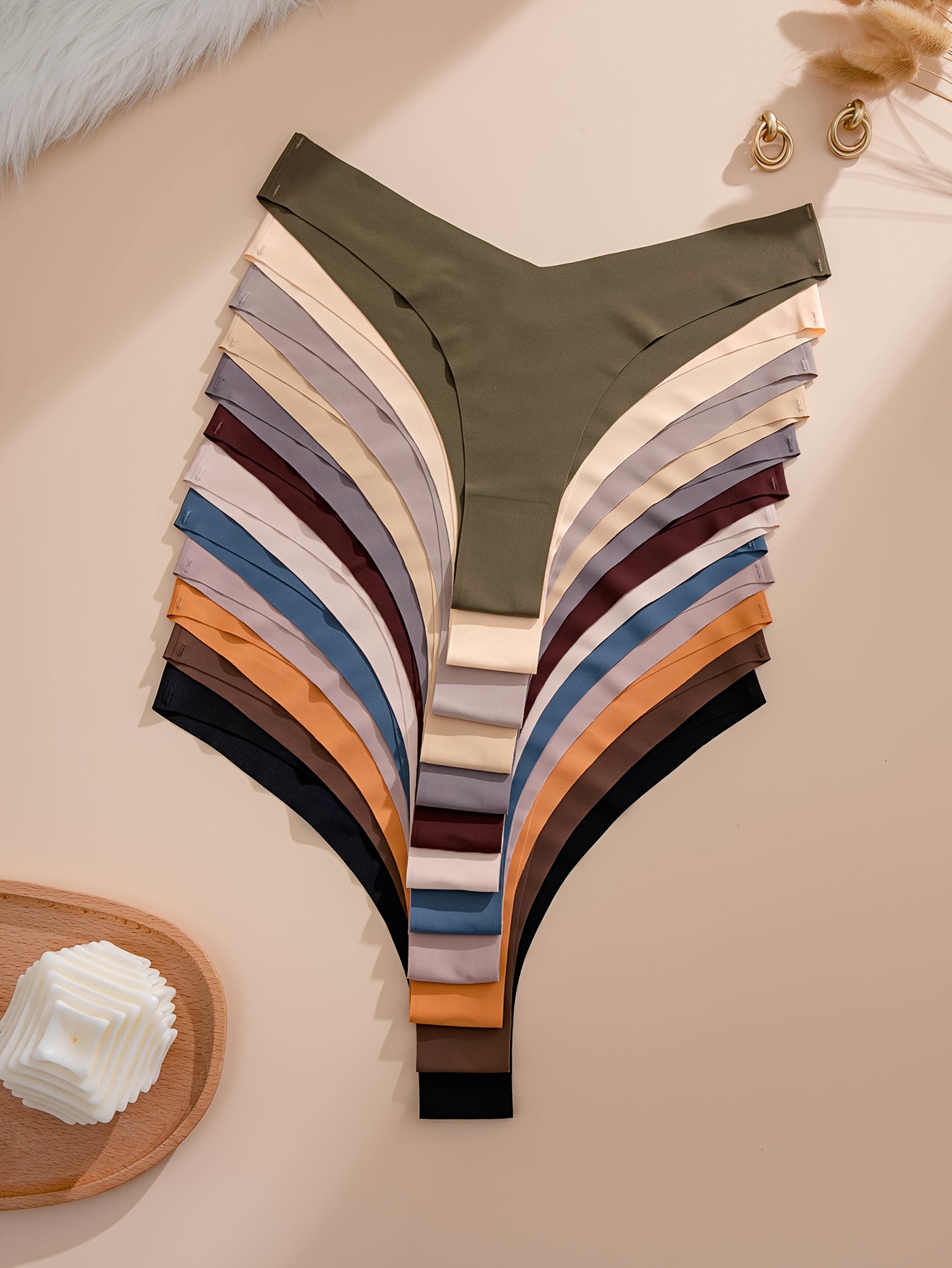 3Pcs Women's Satin Panties Comfortable Bikini Briefs Frill Trim