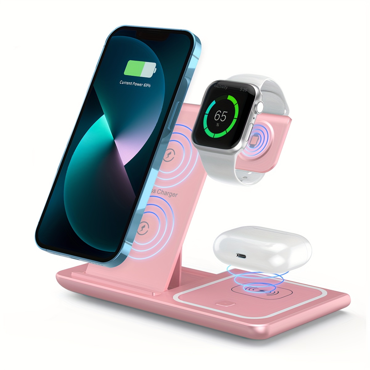 Wireless Charging Station 3 In 1 Standard 15W Fast Mag-Safe Charger Stand For IPhone16 15 14 13 12 11 X 8 Pro Max/Pro/Mini/Plus, IWatch Ultra 10/9/8 7/6/5/4/3/2 SE, AirPods 4/3/2/Pro/pro2 - Image 6
