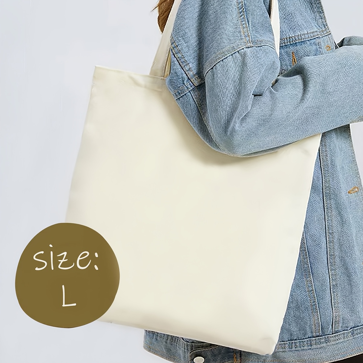 TEMU Optional Beige Reusable Blank Tote Gift Cloth Bag Shoulder Shopping Bag, Birthday Party Wedding Souvenir Mother's Day Gift All Kinds Of Gift-