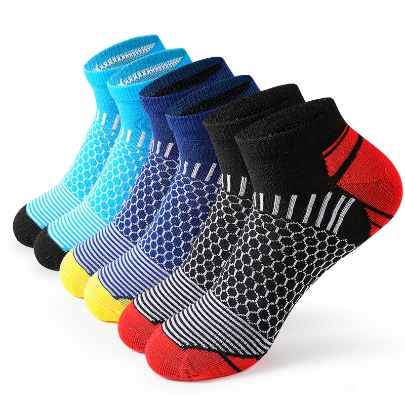 TEMU Goodnorm 3 Pairs Professional Men's Running Socks Unisex Training Breathable Short Socks Athletic Socks Crew Socks Multicolor Contrast