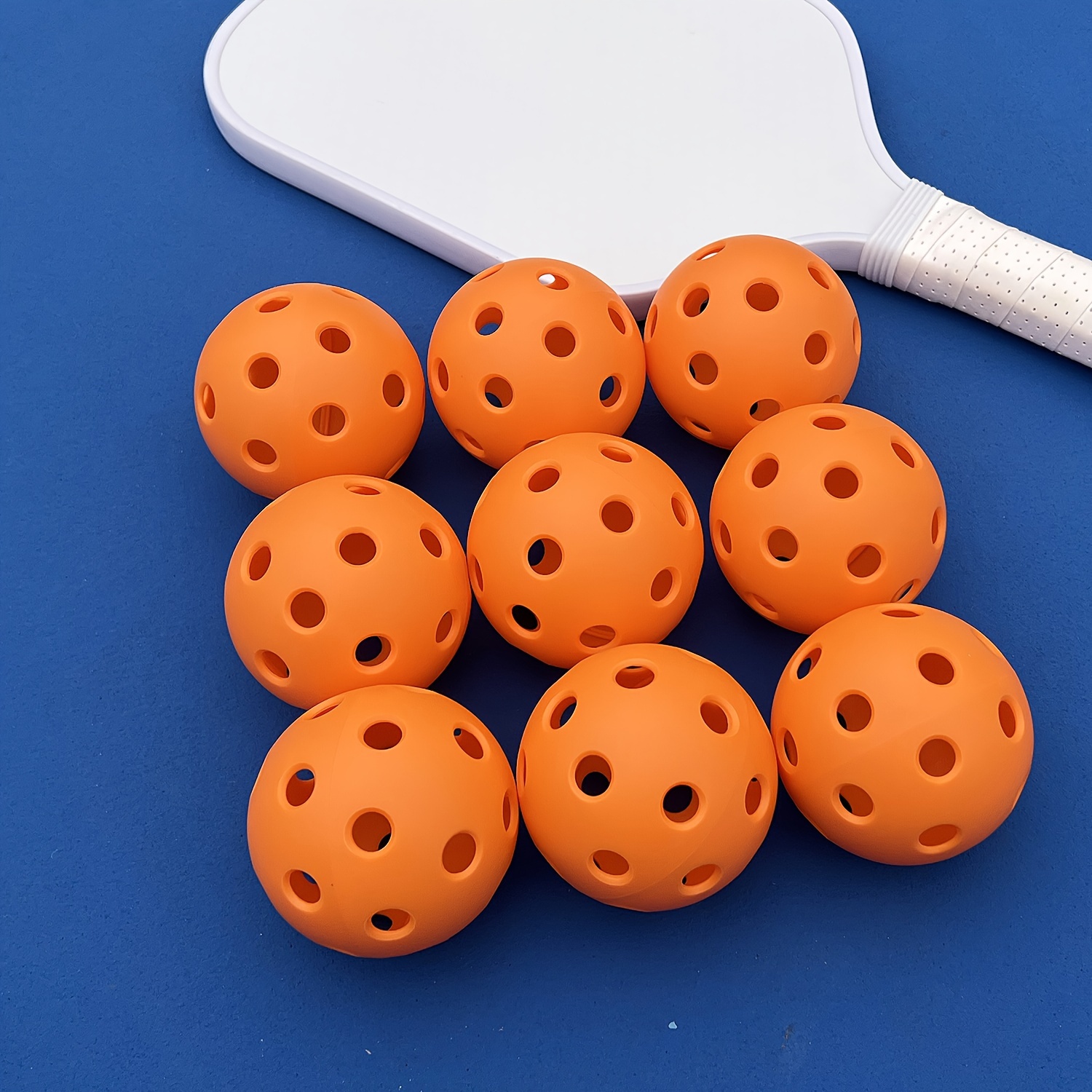 TEMU 9pcs Premium Indoor Pickleballs - 26 Holes, Durable Tpe Material, Usa Official Standard - Green, Orange & Yellow