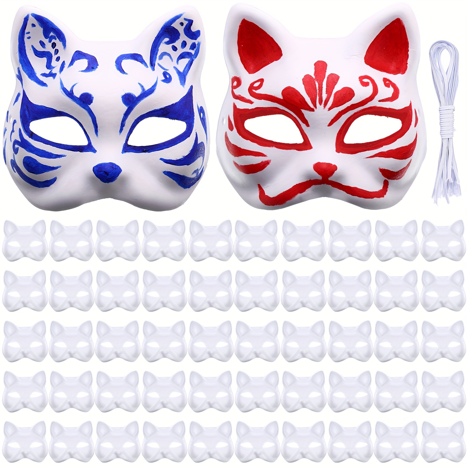 

50 Pcs Masks For Crafts Diy Masks Blank Paintable Cat Masks To Decorate For Mardi