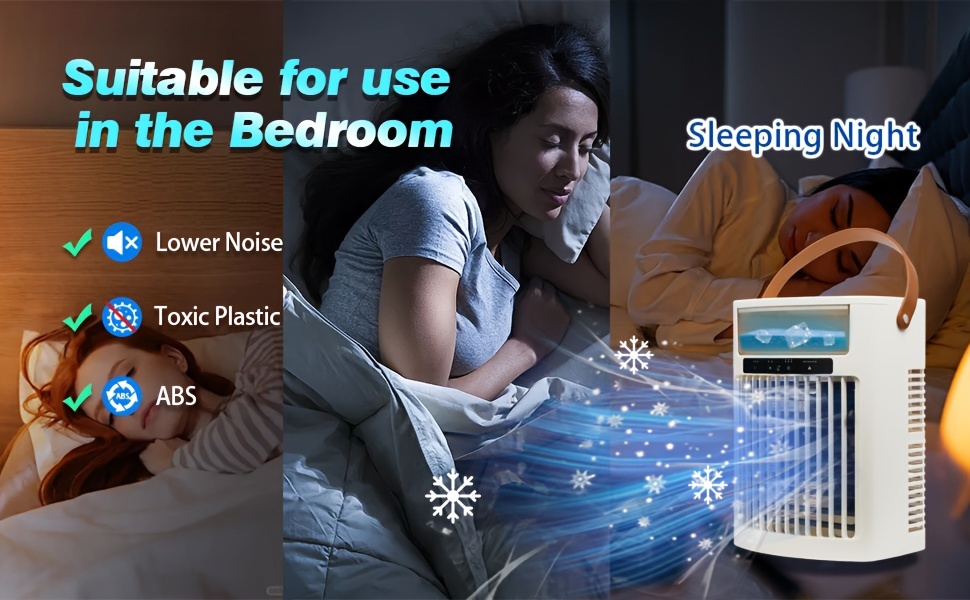 versatile 4 in 1 portable air conditioner humidifier usb powered with large 1l capacity adjustable night lights and timer for bedroom living room office or camping details 2