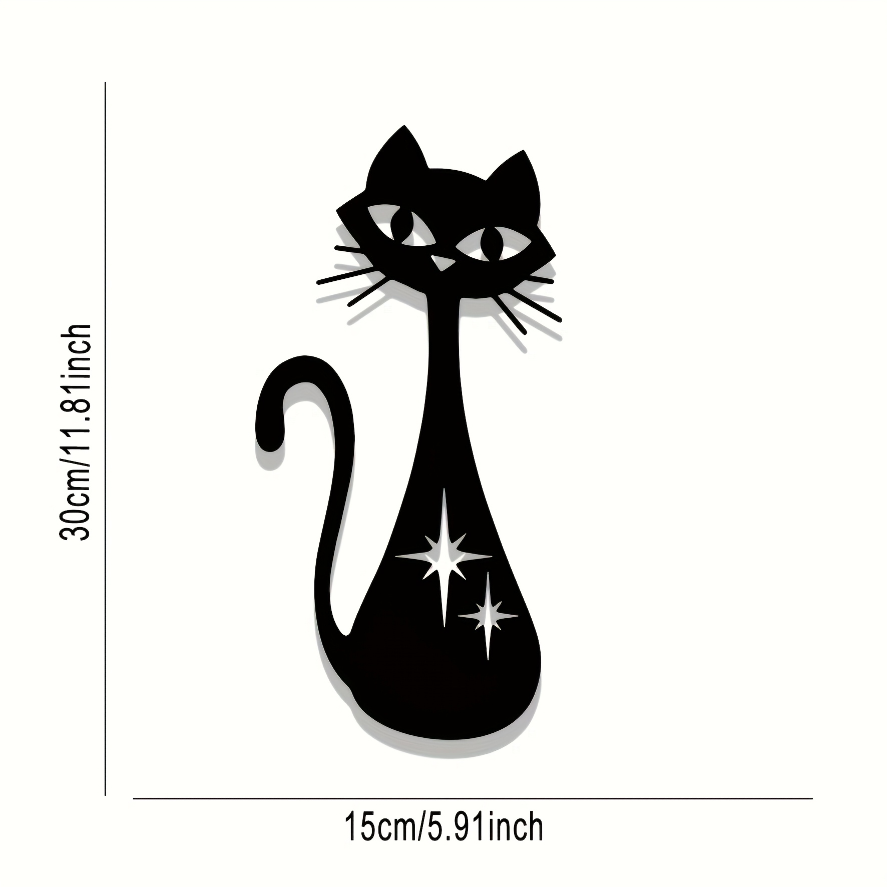 TEMU 2d Flat, 1pc Retro Atomic Cat Metal Wall Art - Mid-century Modern Horizontal Striped Wall-mounted Iron Decoration Suitable For Living Room,