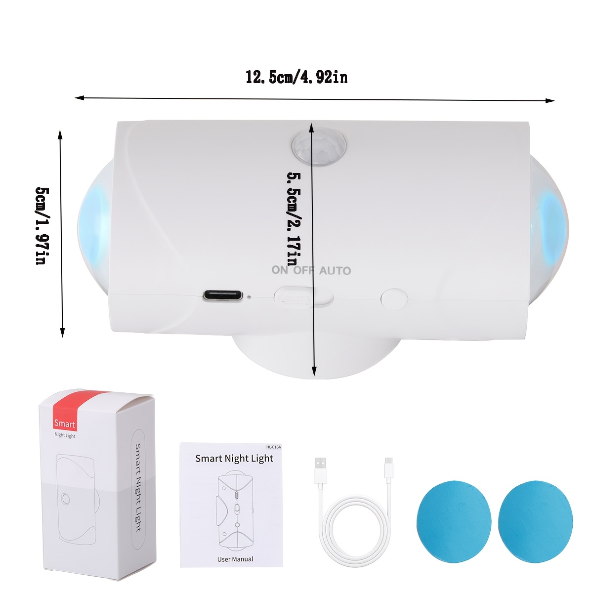 2pcs Rechargeable Motion Sensor Smart LED Wall Lamps