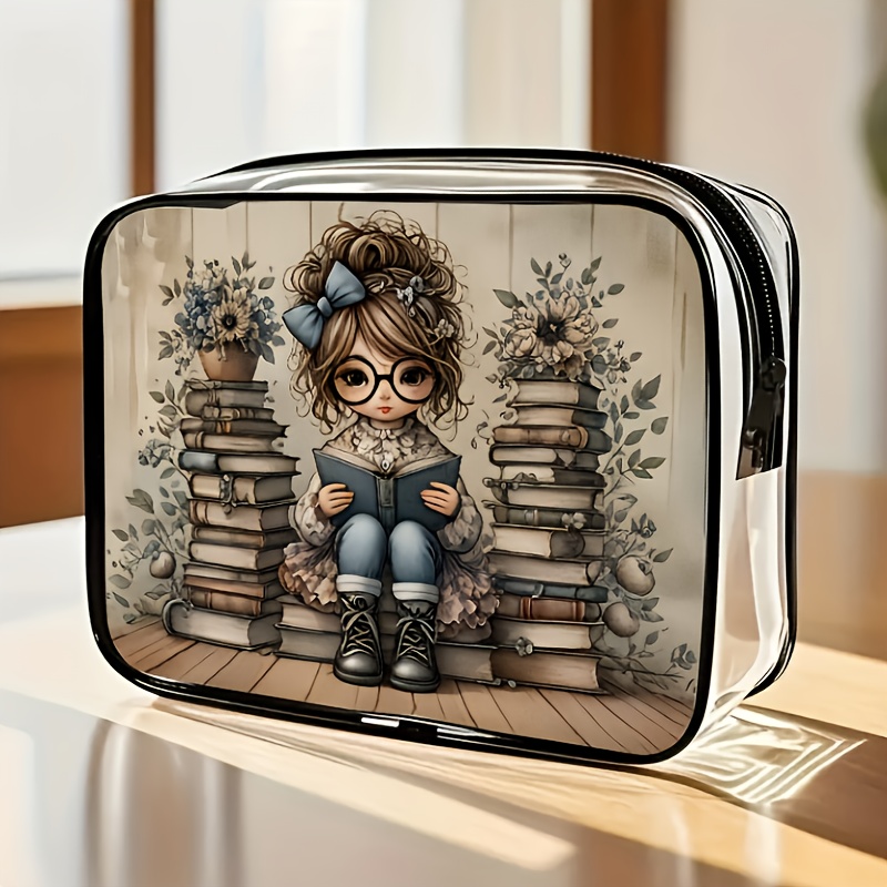 Image of A Stylish Large Capacity Pvc Makeup Bag With Zipper Closure - High- Toiletry Organizer, Lightweight For Women And Girls, Gift For And - Portable And Easy-to- Organizer | Transparent Material