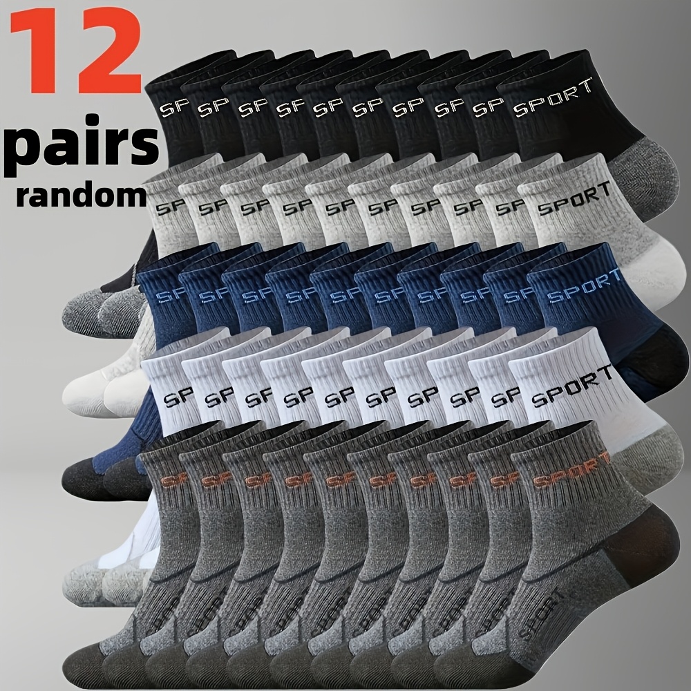 TEMU Lot de 12 paires de chaussettes respirantes et pour homme, procédé de tricotage à 166 aiguilles - Chaussettes décontractées douces et chaudes de