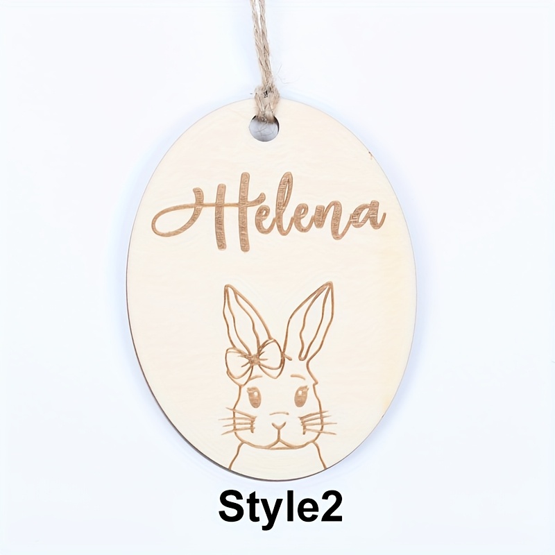 Image of 1pc Custom Pendant - Personalized Rabbit Egg Hunt Basket Bucket Bag Name Tag Ornament - Perfect Unique Gift For Family At Easter Parties And Holiday Decorations, Christmas Ball Ornaments
