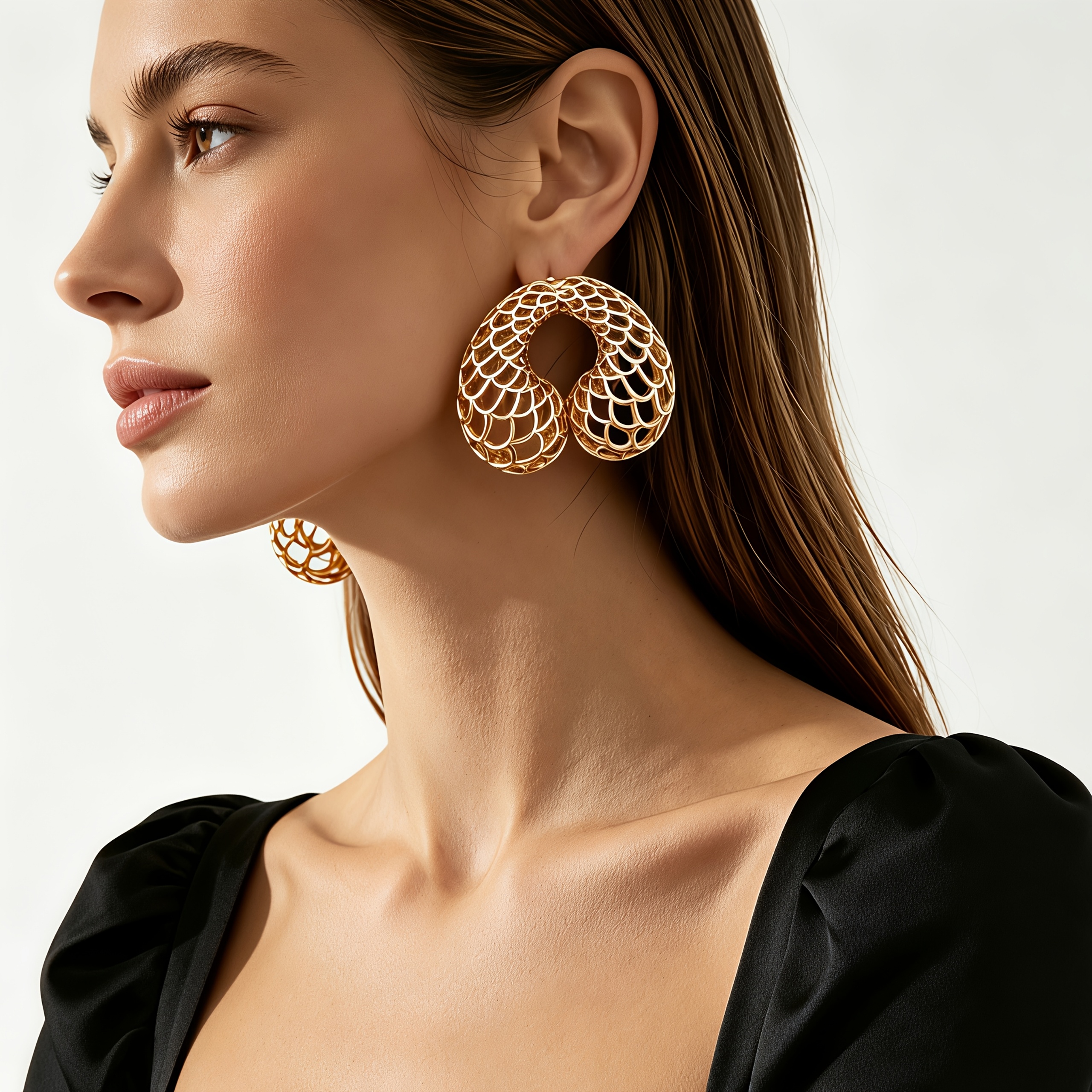 Women's Geometric Openwork Double Teardrop Drop Earrings