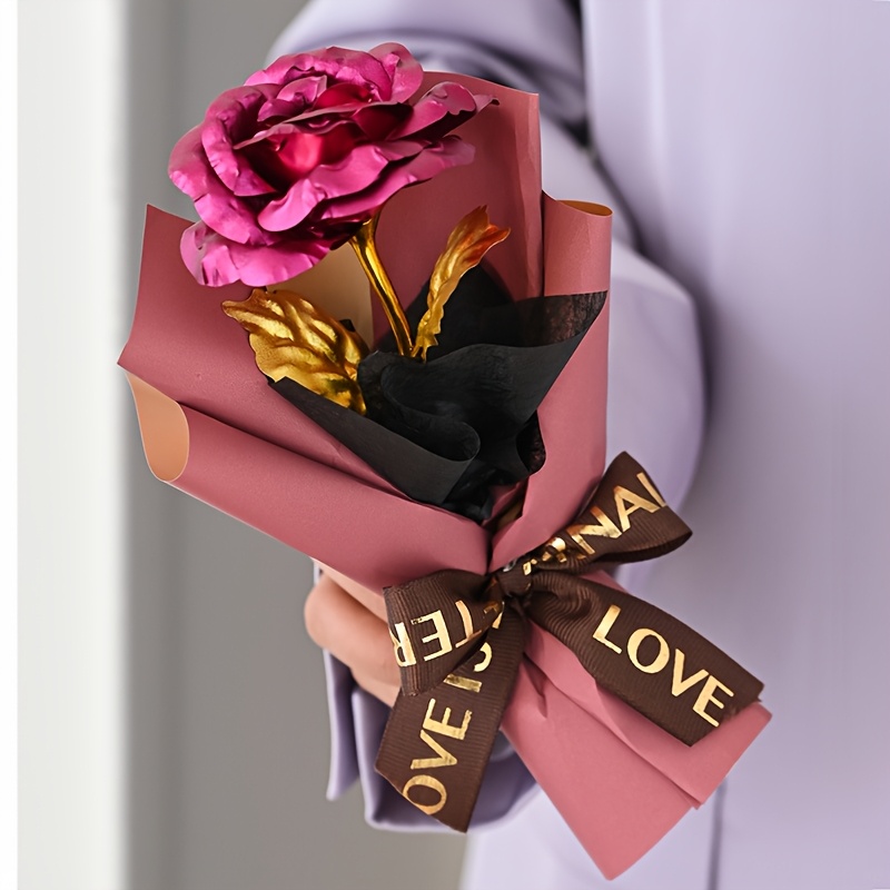 Image of 1pc 1pcs Realistic Simulation Rose Bouquet - Shiny Plastic Fake Flowers Suitable For Valentine's Day, Christmas, Mother's Day Gifts, Elegant Table Centerpiece, Wedding, Party Decorations