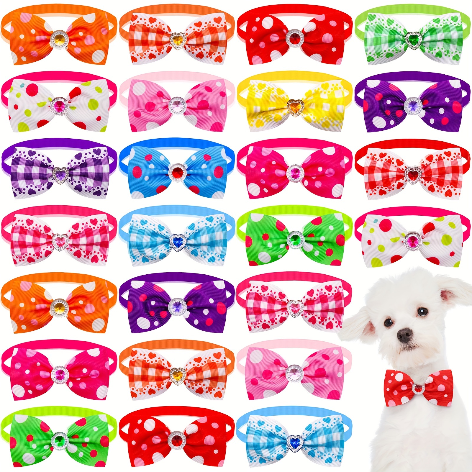 

10pcs Assorted Detachable Pet Bow Ties - Colorful & For Dogs And Cats, Grooming Accessories