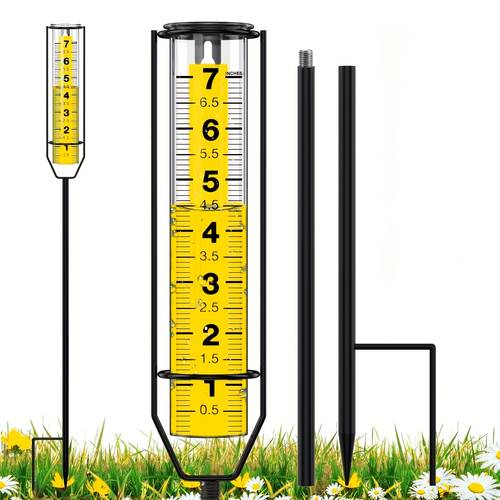 large transparent rain gauge with metal frame freeze proof adjustable to read outdoor measurement tool for garden lawn patio use patio accessory metal frame construction for outside