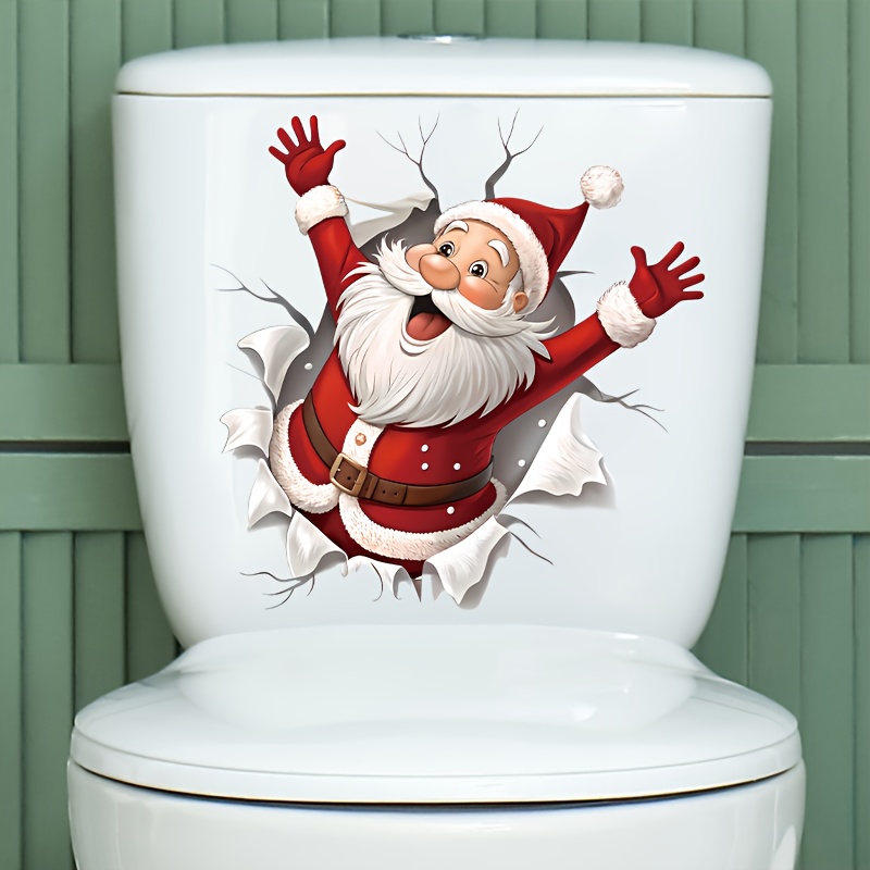 TEMU 1 adesivo da parete per WC a forma di che si rompe, in PVC autoadesivo, rimovibile senza residui, con un design natalizio a animati con un e ,