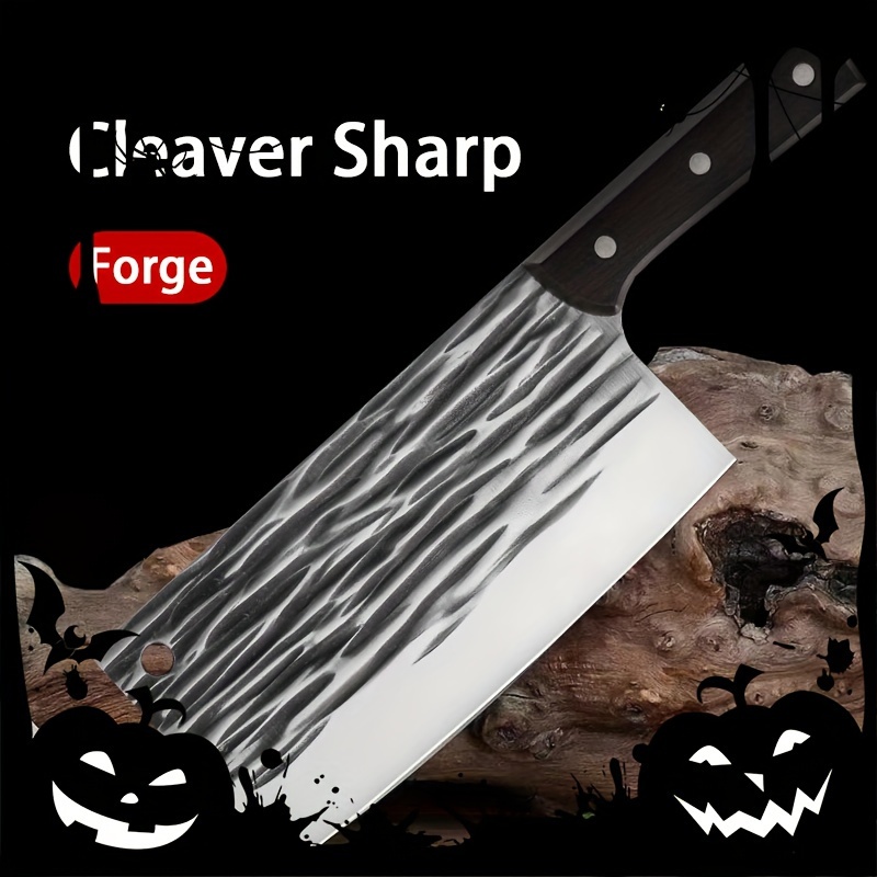 

1pc Kitchen Knife, Forged Stainless Steel Striped Household Kitchen Knife, Kitchen Cooking Knife, Slicing Knife, Meat Cleaver, Sharp Knife