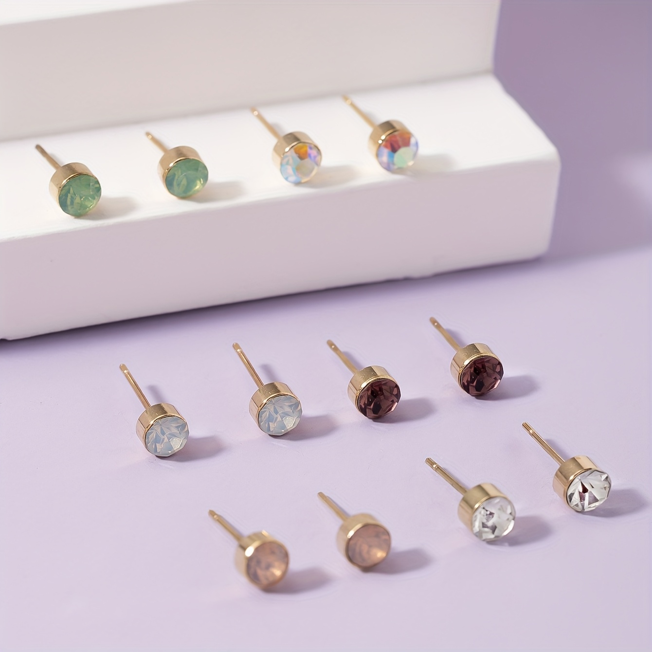 6 Pairs Metal Rhinestone Holiday Earrings Set