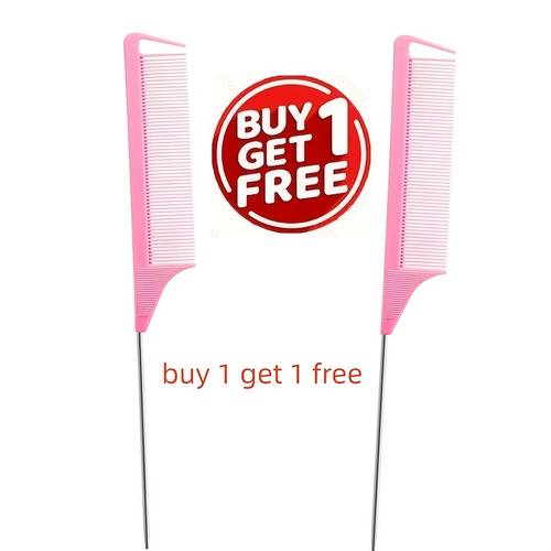 buy 1 get 1 free professional pointed tip tail hair comb professional anti static rat tail hair dye comb long steel pin teasing comb suitable for salon hairstylists and home use womens metal sectioning comb