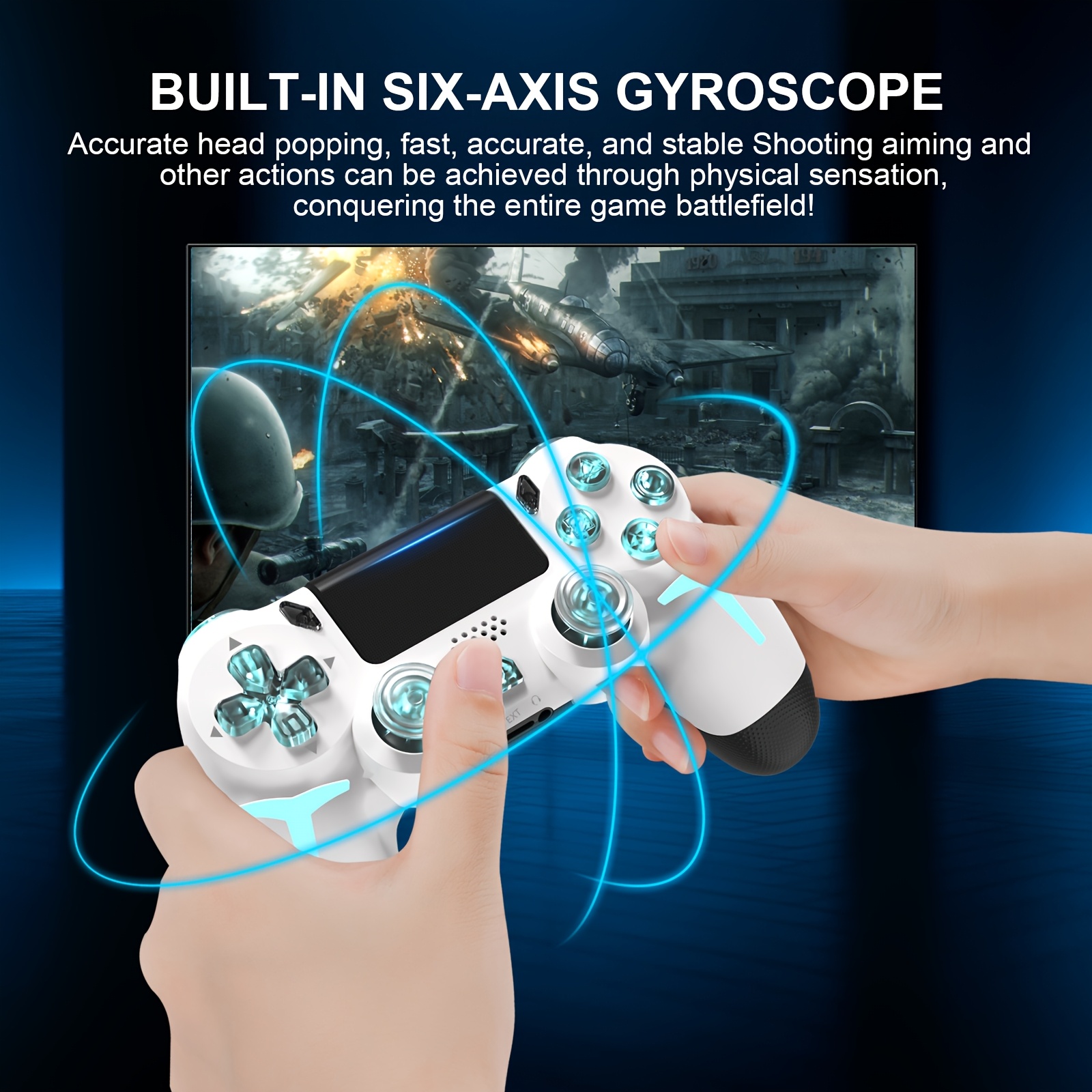 Upgraded P4 Game Controller with Lights, Long Battery Life, Touch Screen, And Six-Axis Vibration, Compatible with P3/P4/PC.