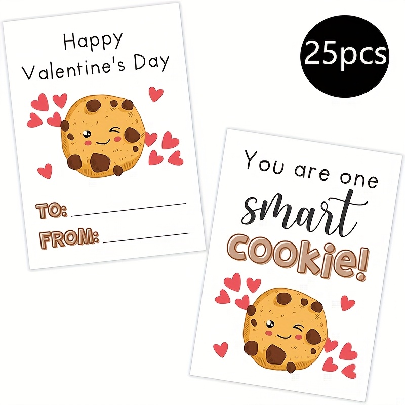 

25pcs Valentine's Day Cards - Fun Biscuit & Dessert Designs For Classroom Exchange, Boys, Girls, Teens & Adults - Ideal School Party Favors