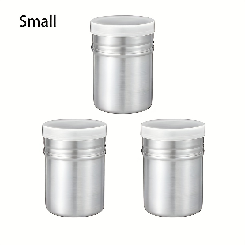 Image of Set Of 3 Stainless Steel Fine Mesh Shakers With Lids, Ideal For Dusting Sugar. A Great Baking For Restaurants, Suitable For Ingredients Like Baking Soda, , , Coffee, Flour