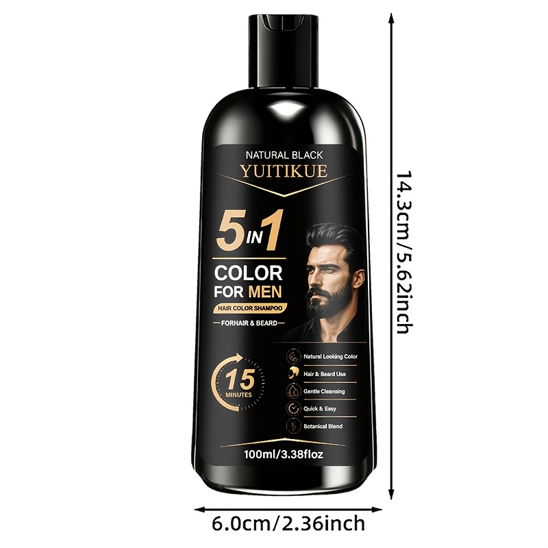 Shampoo Tintura de Cabelo Preto 5 em 1 - Cor Instantânea 6