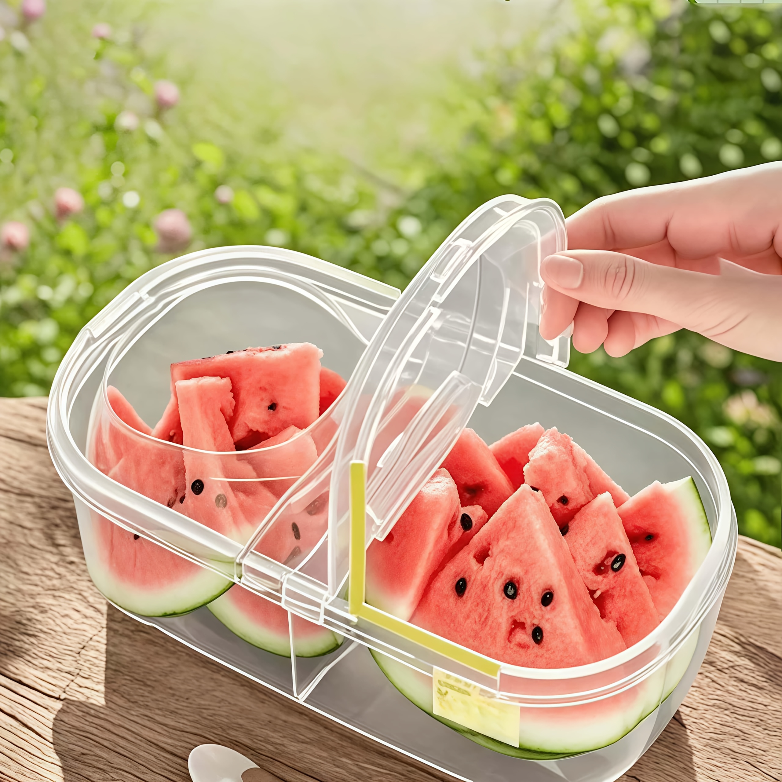 Image of 1pc Single Opening Double Opening Food Fruit Refrigerator Fresh Storage Box, Transparent Dust-proof Fresh Keeping Easy To Clean Reusable, Portable Picnic Outdoor Fruit Storage Box