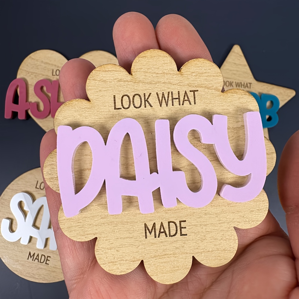 TEMU Personalized Look What I Made Display Magnet Custom Name Fridge Magnet Personalized Look What I Made Gift Name Round Heart Magnet