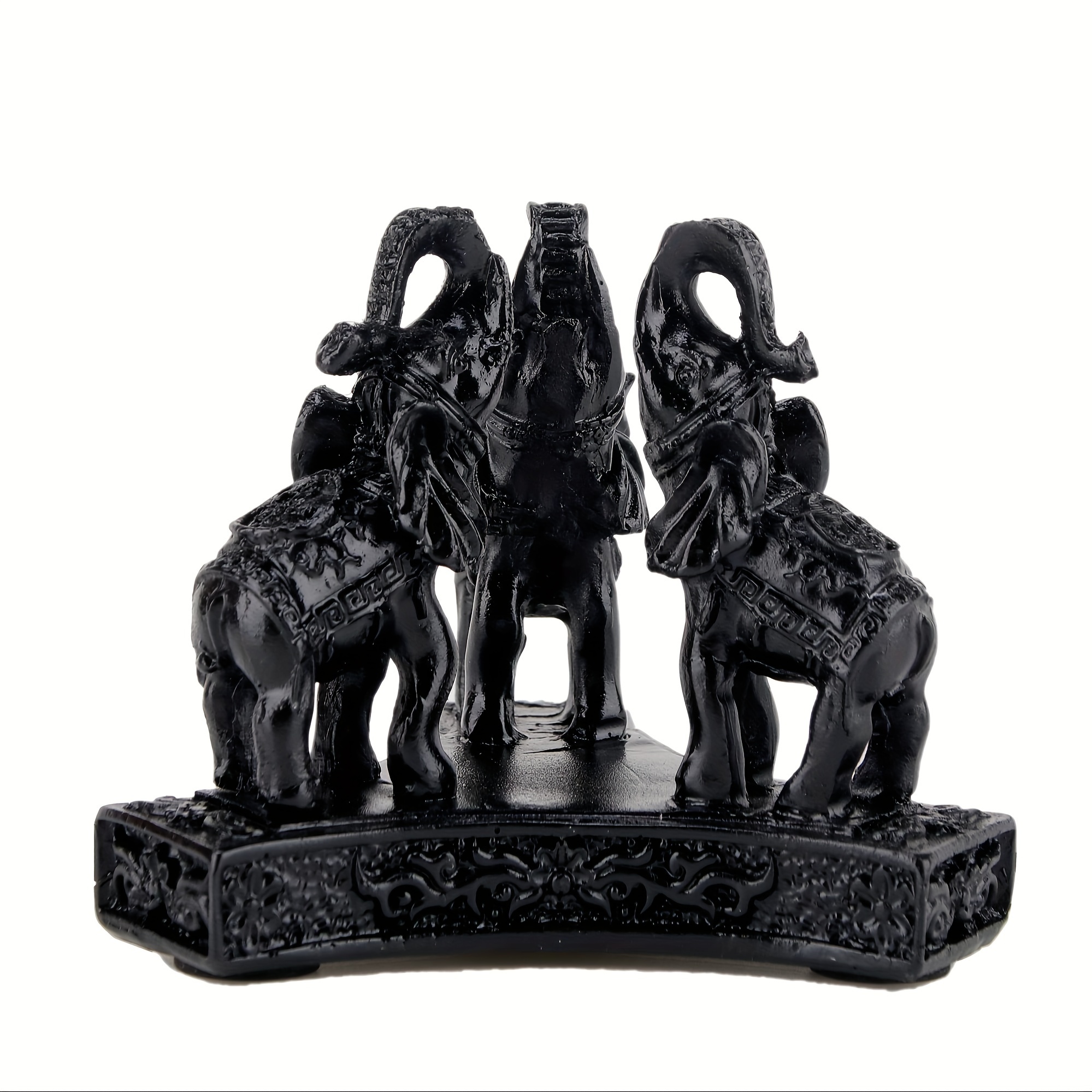 

Ebony Elephant Sculptures And Figurines - Decor Present - Showcase Stand For Crystal Glass Spheres - Sophisticated Pedestal Base Holder