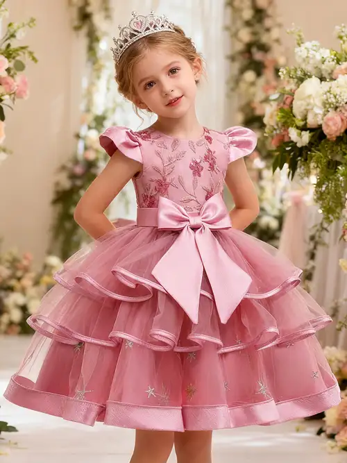girls' summer dress with tiara-like headband - party wedding guest dress, short sleeve a-line & flower print, lightweight breathable outfit for birthdays, prom, photo shoots ( &) | Today's Deals | Temu girls' summer dress with tiara-like headband - party wedding guest dress, short sleeve a-line & flower print, lightweight breathable outfit for birthdays, prom, photo shoots ( &) | Today's Deals | Temu