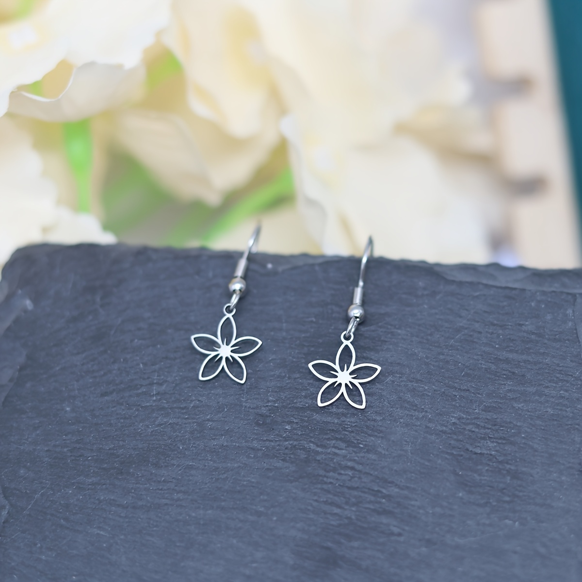 Women' 304 Stainless Steel Birth Month Flower Earrings - Daisy & Dangle Jewelry, Monthly Flower Earrings Suitable For Daily Wear & Gifts