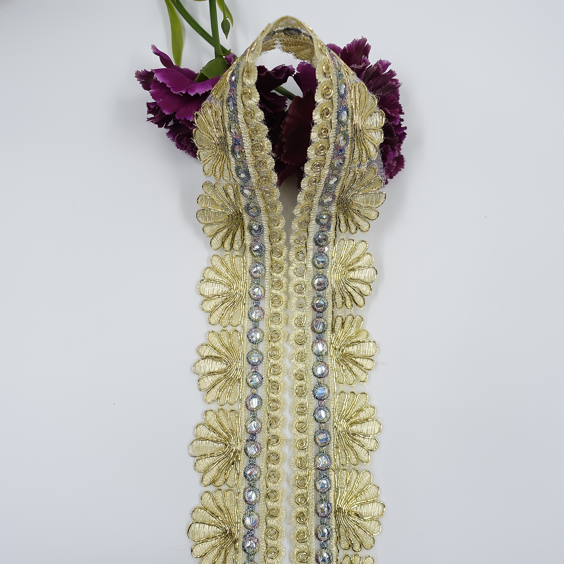 Brightly Colored Lace with Yellow Embroidered Flowers