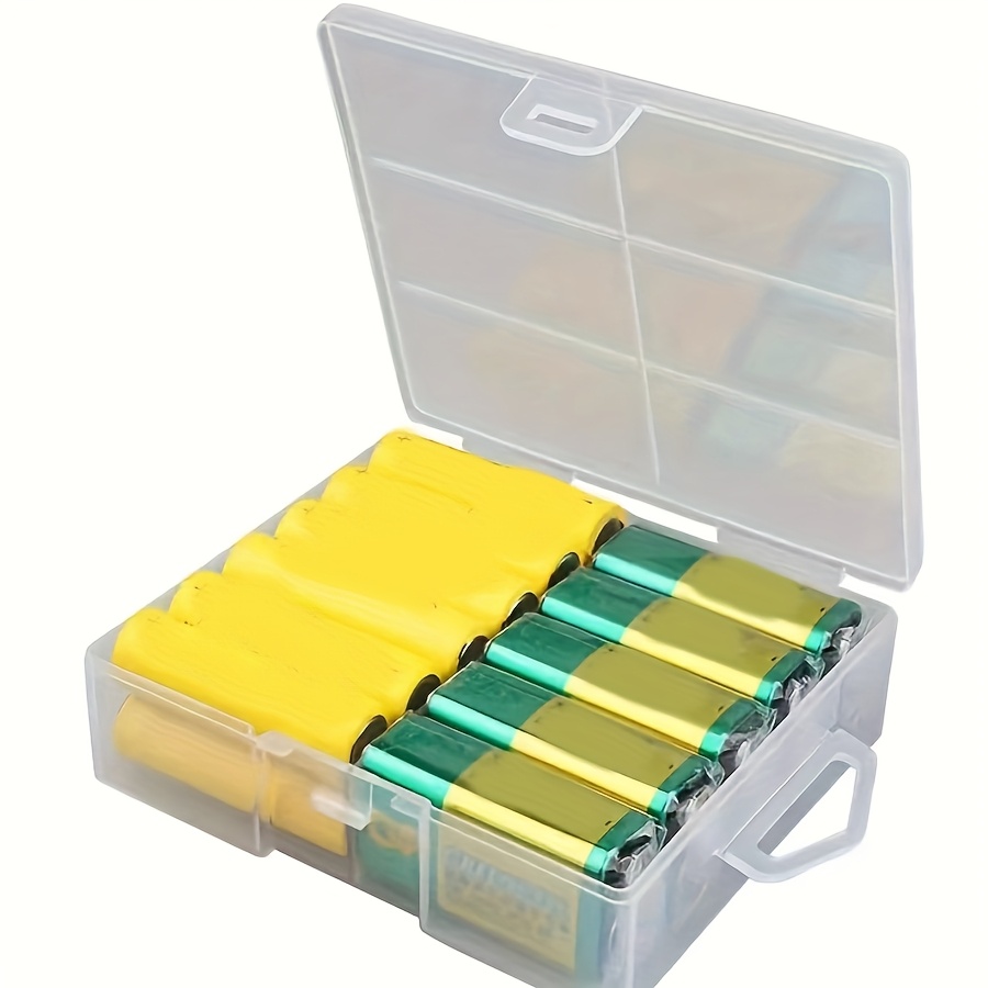 Sturdy Transparent Clear Battery Organizer Box - Holds 24 AA or 24 AAA, Durable, Portable, and Space-Saving Storage Solution for Home, Garage, and Factory Supplies No Power Required