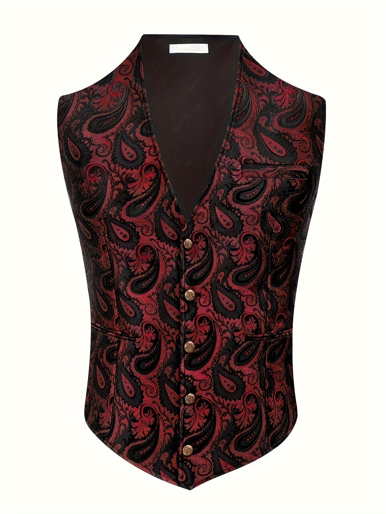 Jacquard Chaleco Steampunk Hombre Chaleco Traje Floral Jacquard