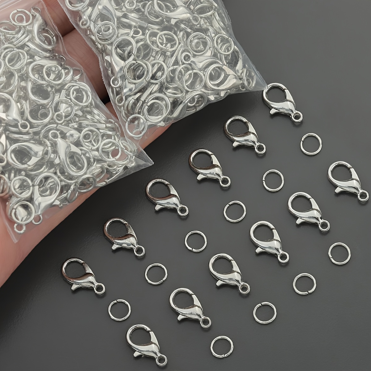 200pcs Lobster Clasp & Open Jump Ring Set for Beading