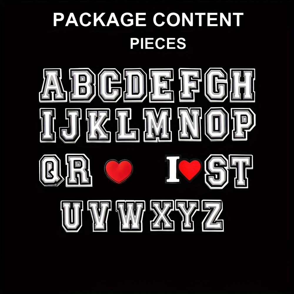 TEMU Lot de 28 breloques alphabet pour chaussures, accessoires décoratifs DIY, bijoux unisexes pour adolescents, hommes et femmes, cadeau créatif