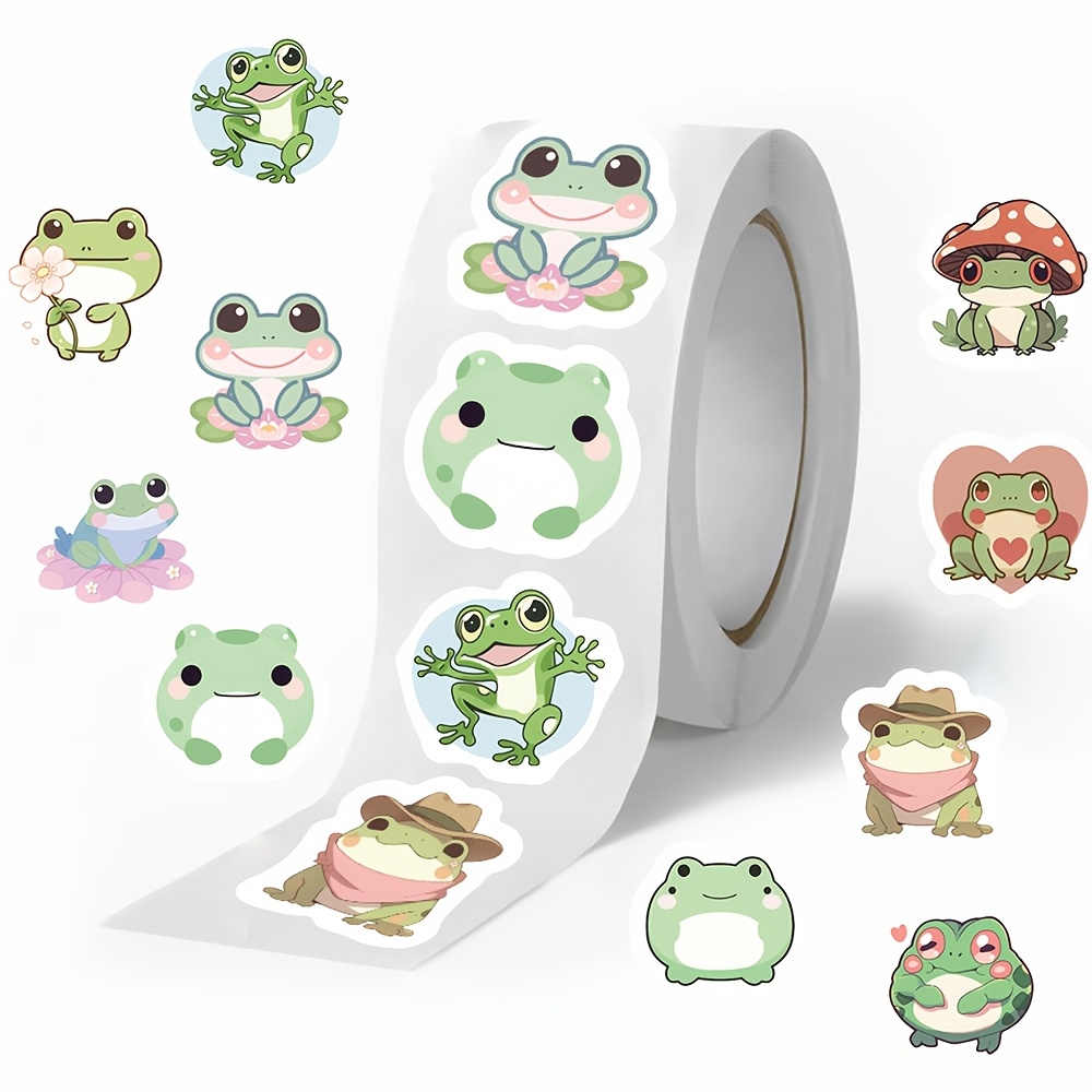 TEMU 500pcs/roll Frog Stickers Labels Decorative Stationery Stickers Gift Packaging Floral Envelope Seal Labels