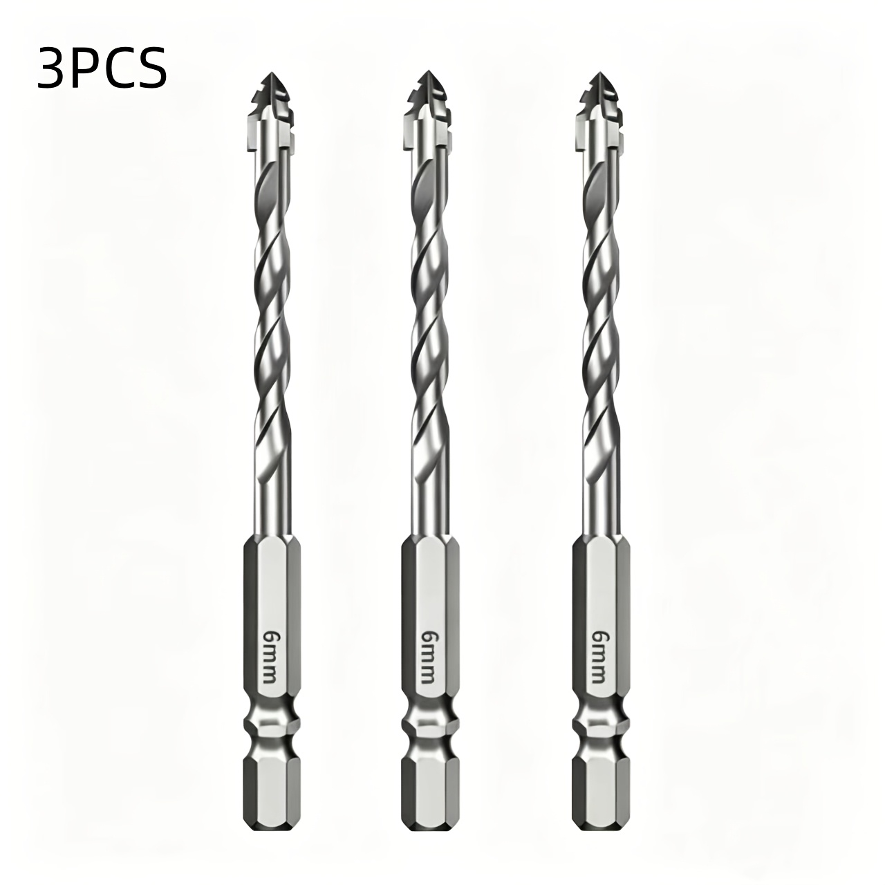 TEMU 3pcs 6mm Super Hard Steel Serrated Hole Drill Bits, Sharp Drill Tips To Quickly Punch Holes, Suitable For Ceramic