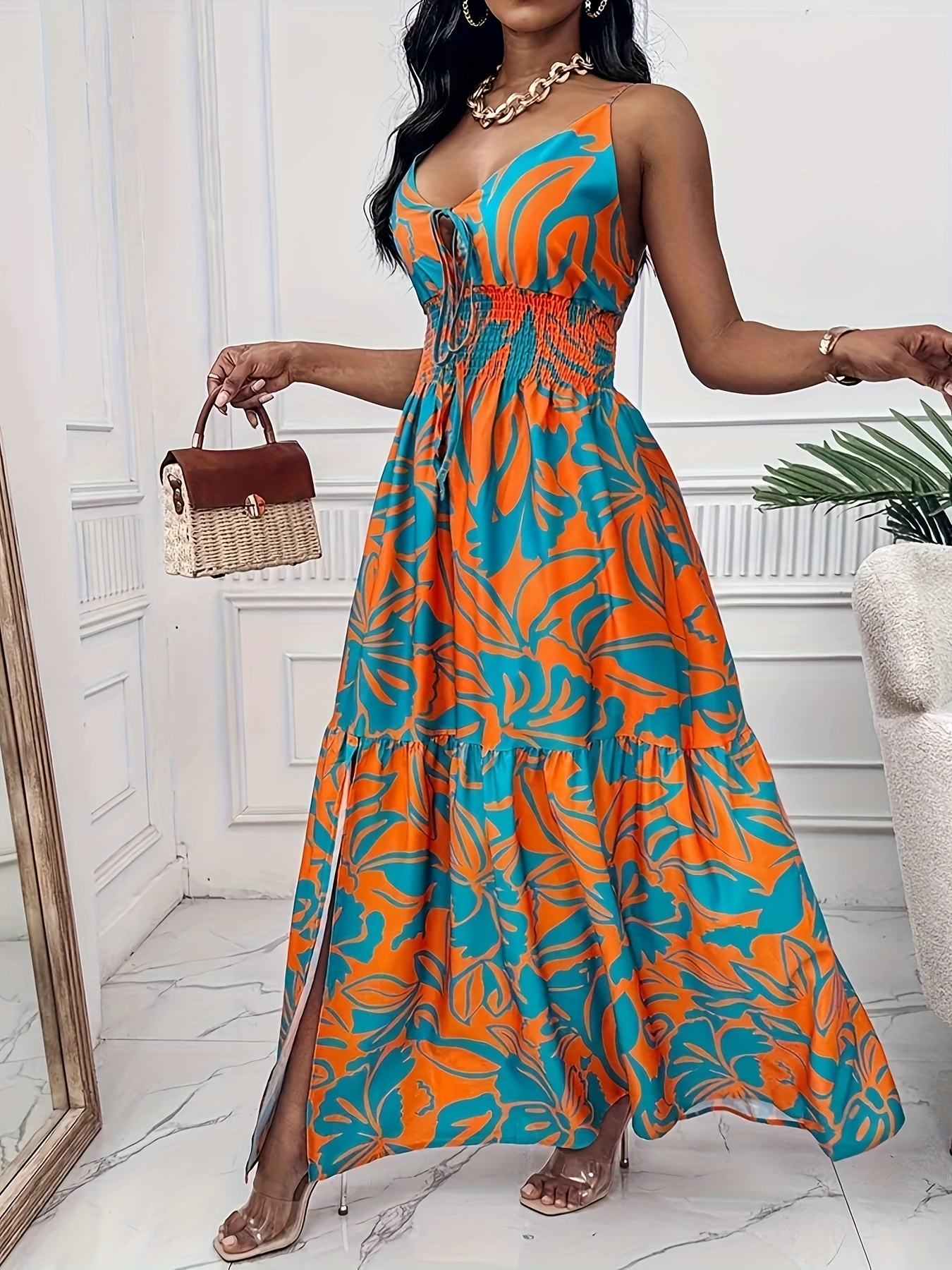 party dress with three quarter sleeve and lace Retica Party Dress Flower Lace Three-Quarter Sleeve Bell Sleeve Ribbon Switch Flare Long Dress Wedding Large Size 20s 30s