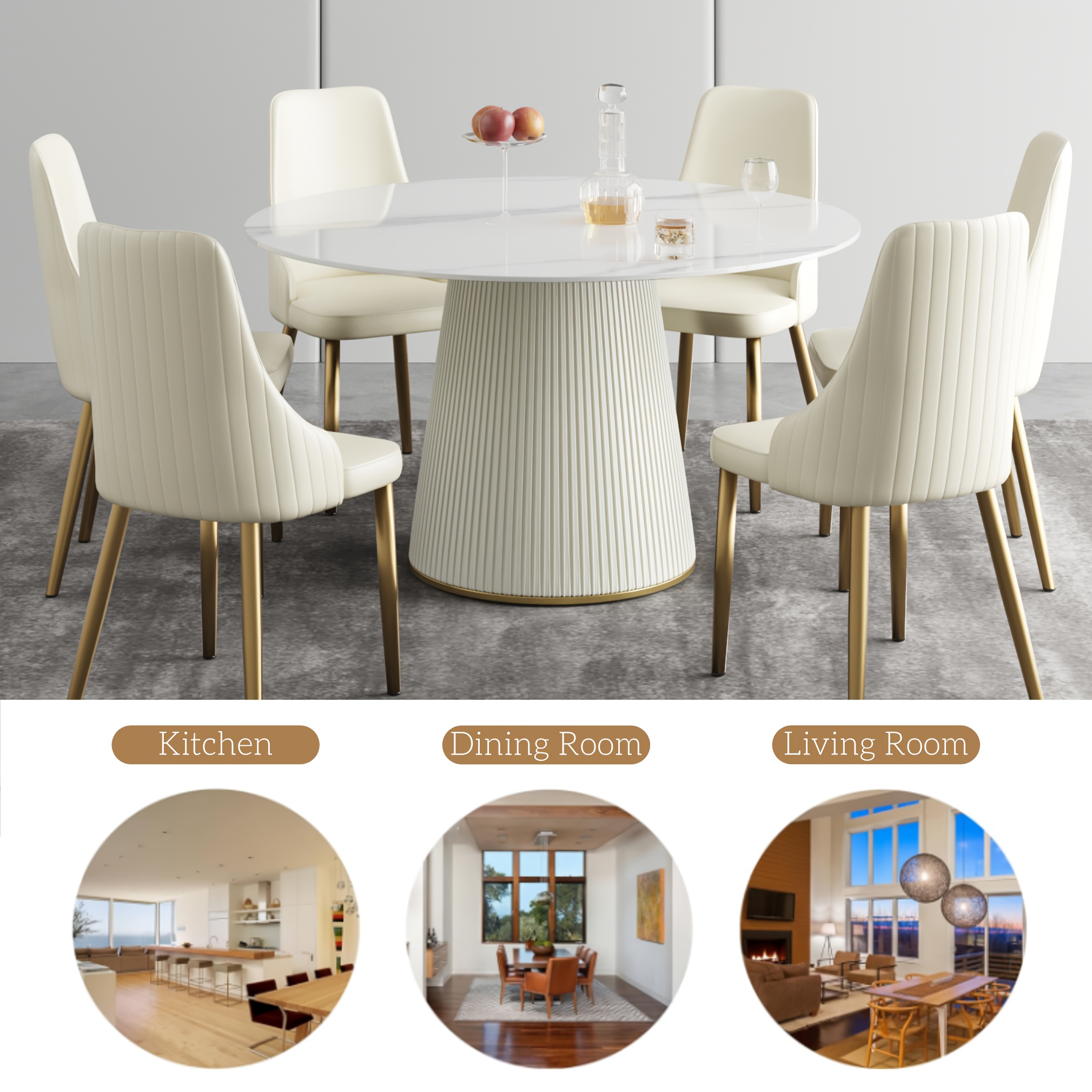 53   table suitable for 6 8 people table only chairs not included   dining rooms or kitchens featuring a glossy sintered stone top and a beige solid wood base ideal for restaurants as well Product details 10