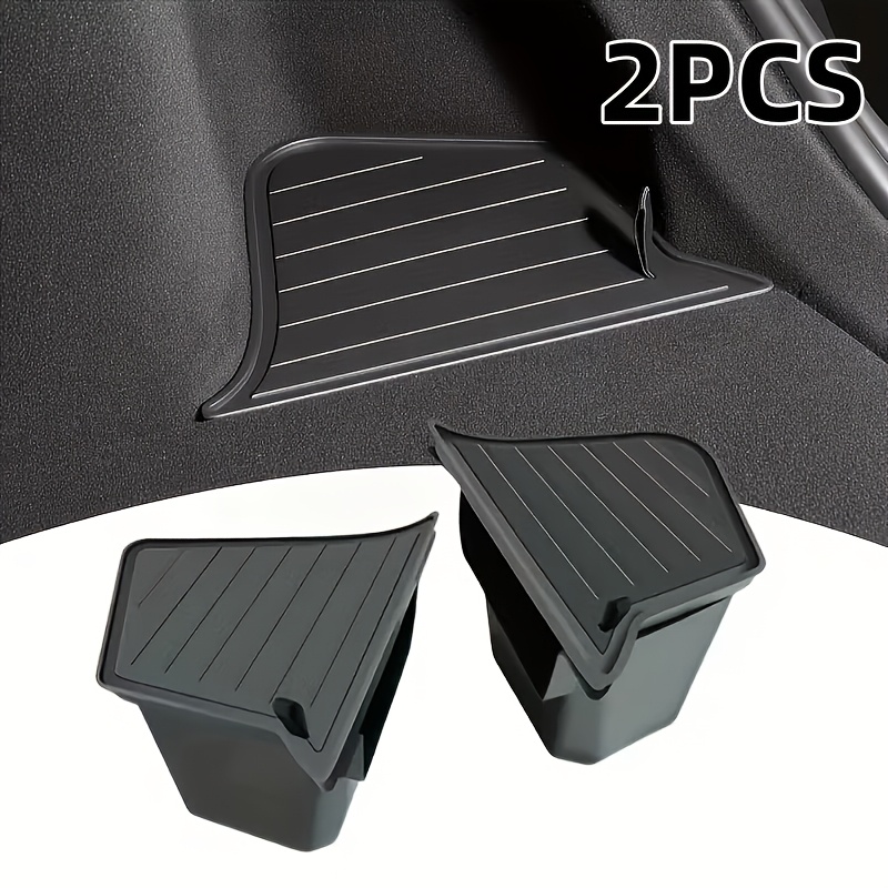 TEMU Latest Storage Box|for Modol Y 2025|2pcs Trunk Storage Box With Side Pockets On Sides|trunk Organizer|tpe|car Travel Accessories|launch Trunk Storage Bins|stable, Easy To Clean